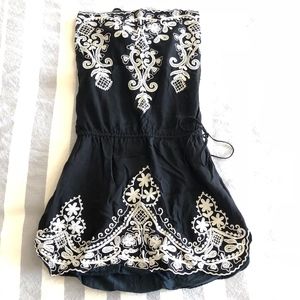 Embroidered BLACK Strapless Dress + Cover up